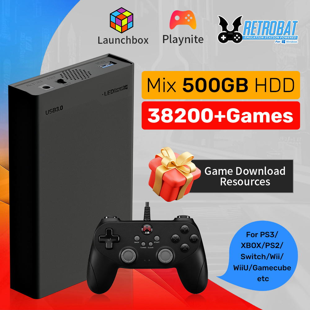 Gaming Console Os - 500GB Gaming HDD Retrobat & Launchbox