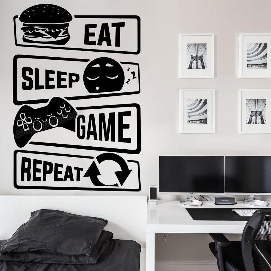 Gaming Console Wallpaper - Eat Sleep Game Repeat Gamer Wall