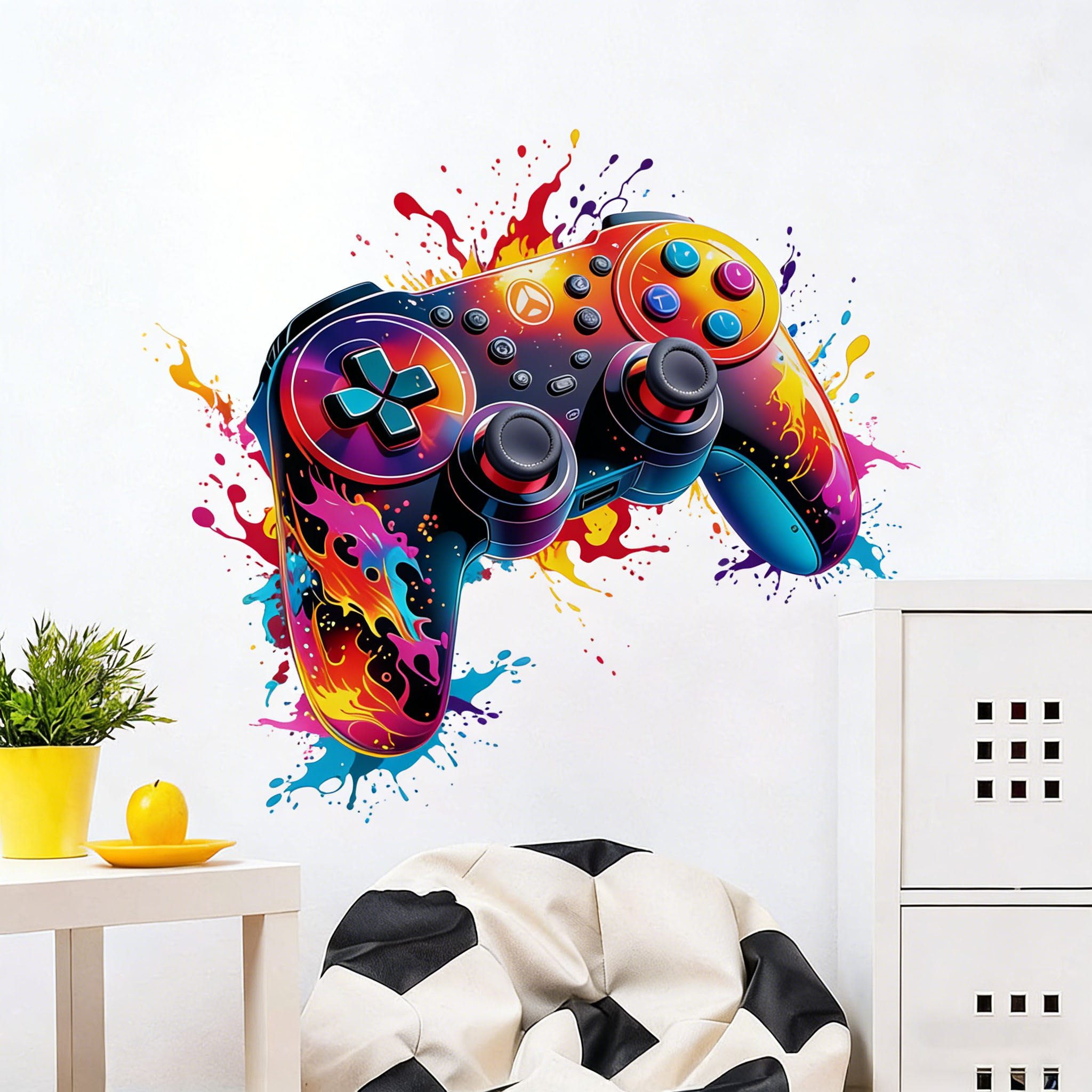 Red Flame Game Controller Wall - Gaming Console Wallpaper ulasan dan harga
